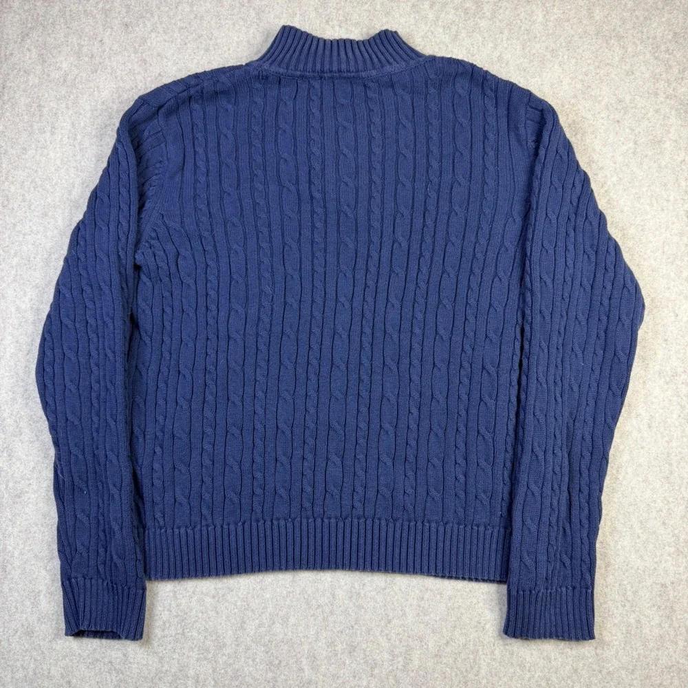 Croft & Barrow Mens Large Blue Cable Knit Quarter Zip Mock Neck Sweater